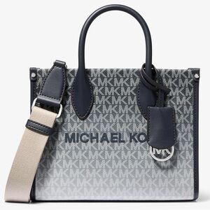 Michael Kors Mirella Small Ombré Signature Logo Crossbody Bag Navy Blue Multi